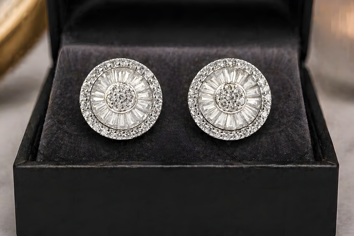 Round Halo Stud Earrings