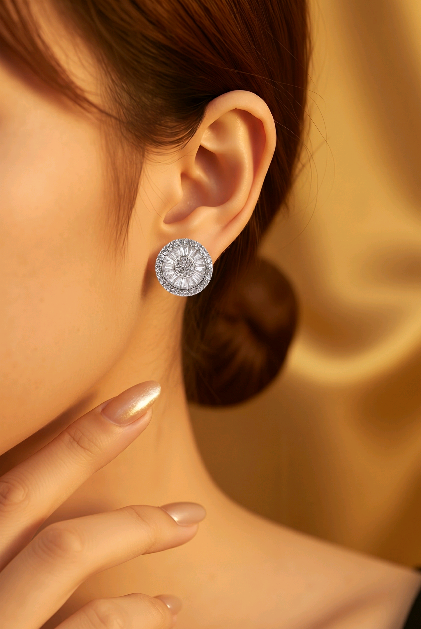 Round Halo Stud Earrings