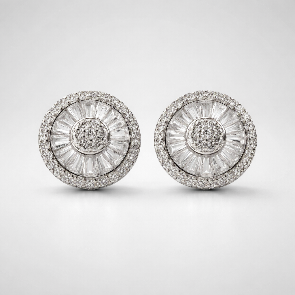 Round Halo Stud Earrings