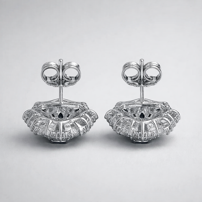 Oval Diamond Look Floral Stud Earrings