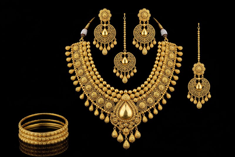 Royal Gold Finish Necklace Set
